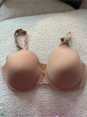Natori Smooth Molded Nude Bra with Lace Straps 36DDD